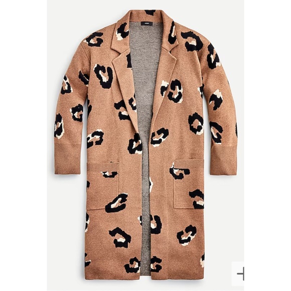 J. Crew Ella open-front long sweater-blazer in leopard size S - Picture 3 of 10